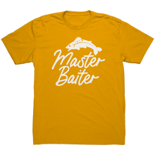 Load image into Gallery viewer, Master_Baiter_T-Shirt__Funny_Fishing_Hu_Gold_Mockup.png_16142325