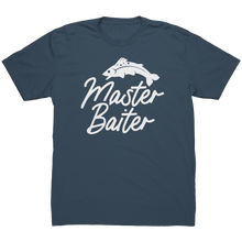 Load image into Gallery viewer, Master_Baiter_T-Shirt__Funny_Fishing_Hu_Indigo_Mockup.png_16142326
