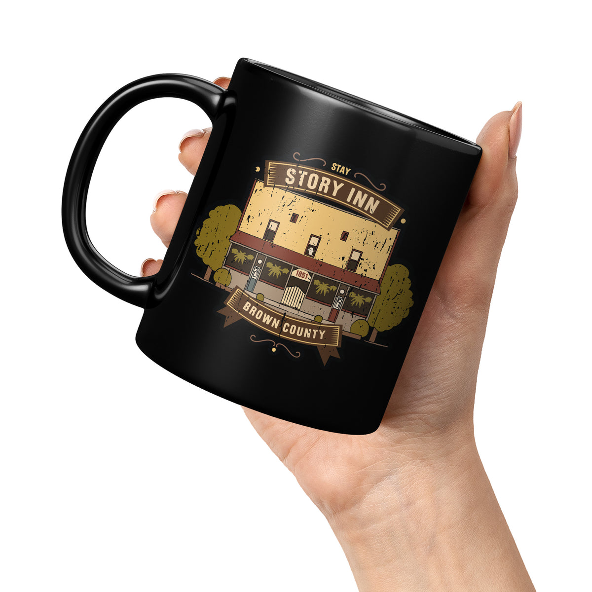 Story Inn Coffee Mug Black | 11oz Historic Indiana Mug
